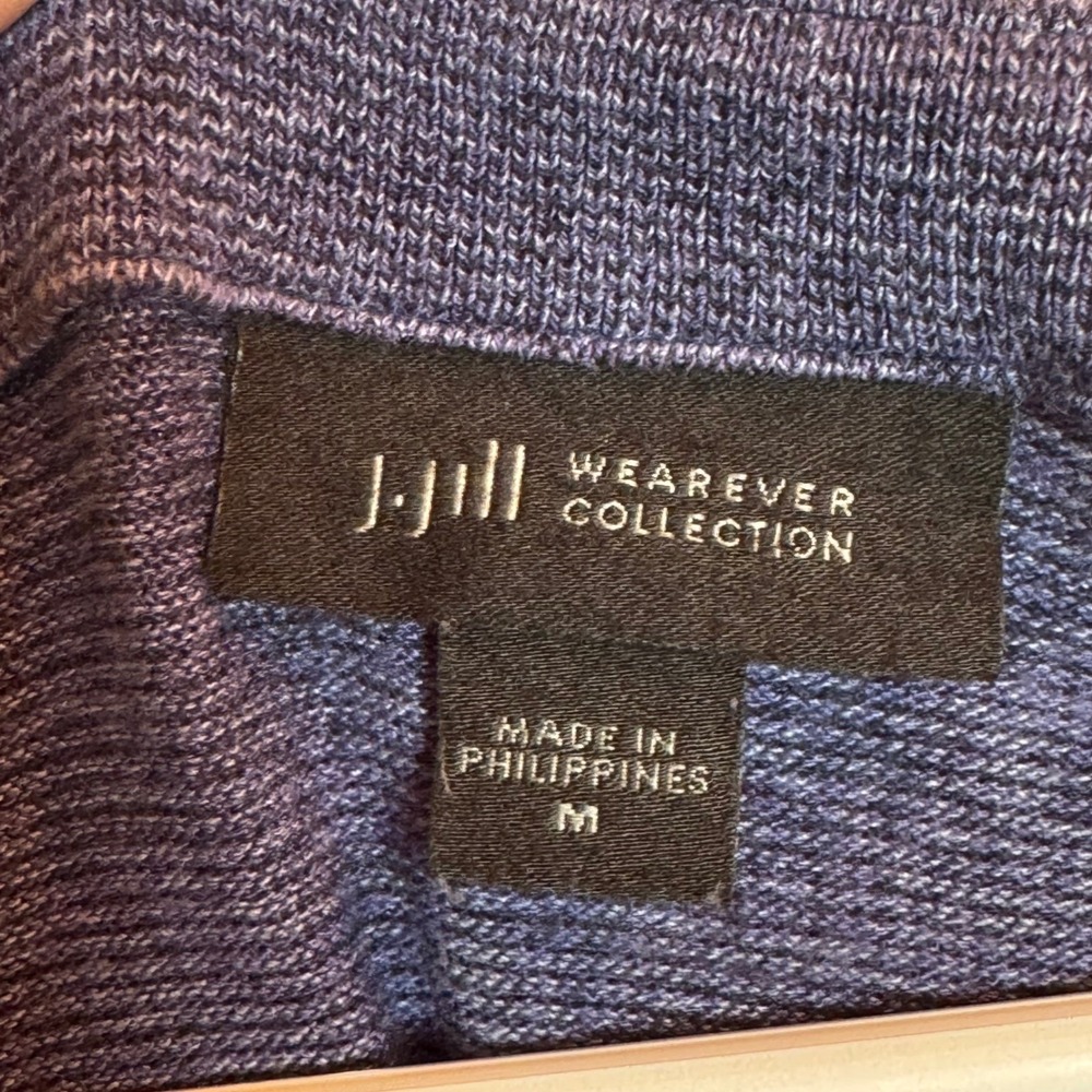 J Jill Wearever Collection Womens Medium Purple Heathered Knit 3/4 Sleeve Top - Picture 3 of 6